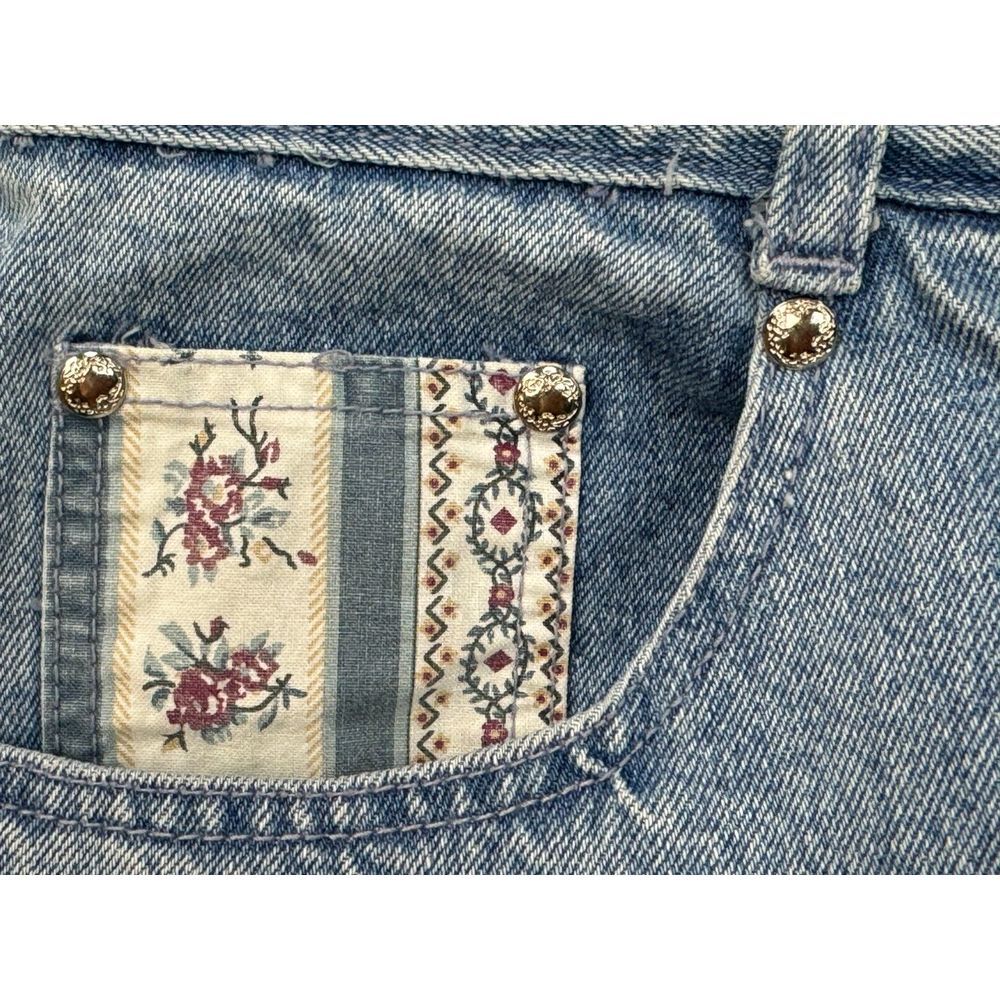 Stefano Patchwork Vtg 80s Denim Jeans Women 22 NWT RARE Cotton Pockets Floral - Picture 11 of 15